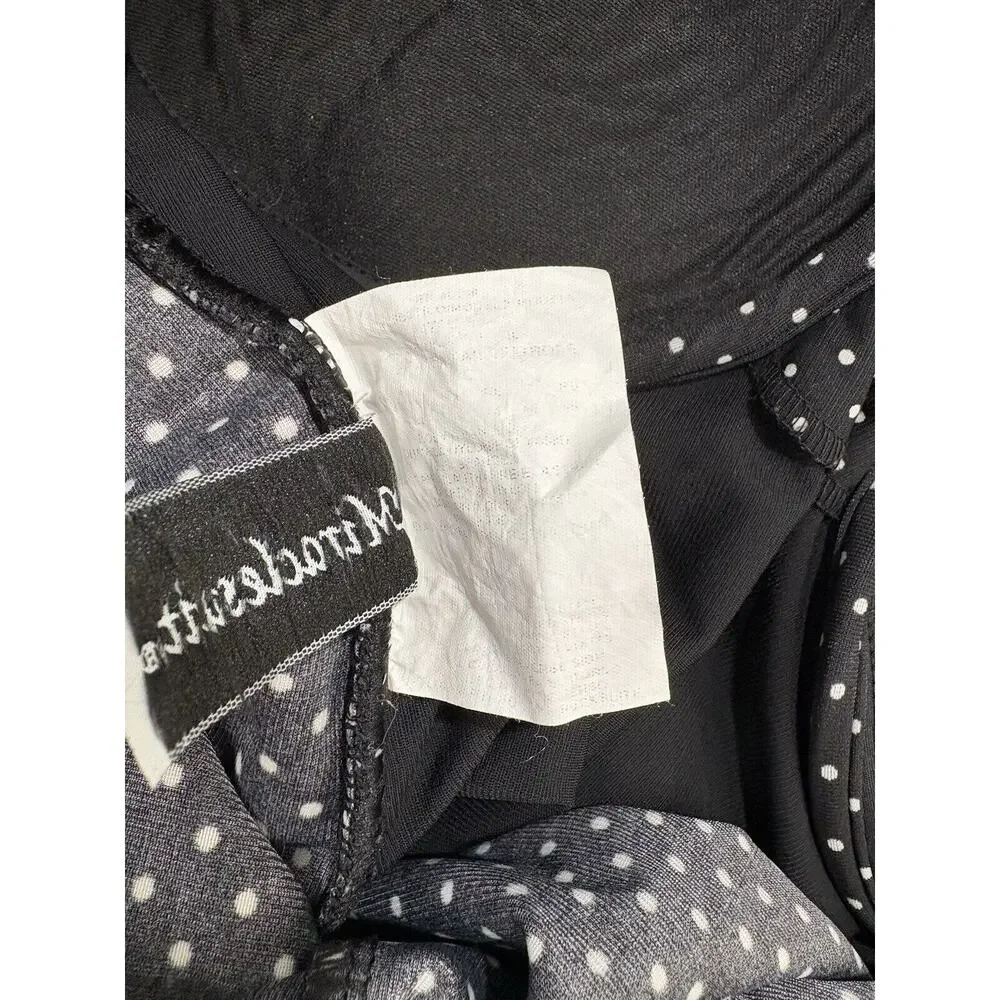 Vtg Miraclesuit Black One Piece Swimsuit Polka Dot Ruched Underwire Shaping Slim